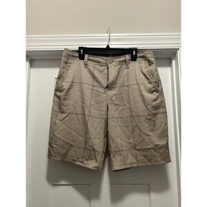 Hang Ten Hybrid Shorts Beige Glen Plaid Mens Size 36 Drawstring Quick Drying